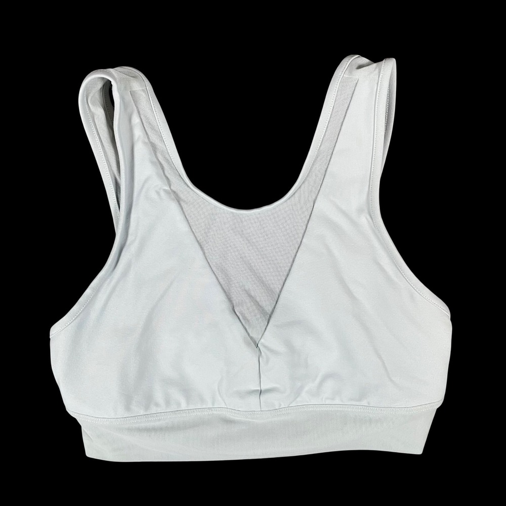 Alo Yoga Women Small Jubilee Sports Bra Mesh V-Neck No Pads Blue Activewear
